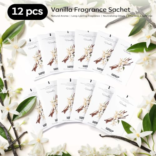 Image of MYARO 12 Packs Vanilla Scented Sachets for Drawer and Closet, Long-Lasting Closet Sachet Bags Drawer Deodorizers Fresh Scents, Home Fragrance for Lover