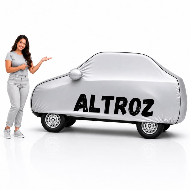 Image of Long-Life 100% Waterproof Altroz Car Body Cover for Dust & Rain, Compatible with All Models of Altroz Car Cover, Comes with Bird Droppings, Scratch, UV and Paint Protection - Silver