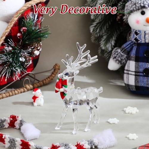 Figuras de acrílico ciervos para decoración navideña 2 piezas miniatura 7