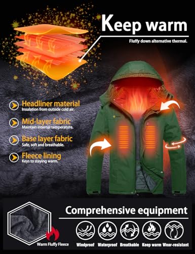 Image of GEMYSE Men's Ski Snow Jacket Warm Winter Waterproof Coat Snowboard Rain Jacket Hooded Windproof Windbreaker