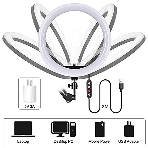 Led Video Conference Lighting Desktop Ring Light With Clamp Suspension Boom Scissor Arm Stand 3000-6000K Usb Studio Light Kit Forfor Video Conferencing, Zoom Meeting, Webcam Light, Live Stream #TOP2