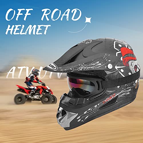 Image of OUMURS Adult Motocross Dirt Bike Helmet with Goggles, Gloves & Mask Dirt Bike ATV Helmet for Unisex-Adult Men Women Adjustable Sun Visor DOT /FMVSS-218 Off-Road Motorcycle Helmet UTV Helmet Downhill