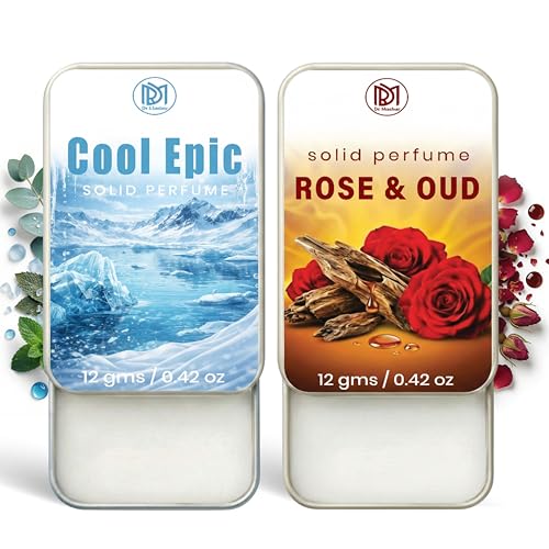 Image of Dr.Mashur Solid Perfume |Rose & Oud&Cool Epic Alcohol Free Wax Perfume Balm, Long Lasting | Pocket Tin 12g, Pack Of 2| Non Greasy Smooth Glide, Travel Friendly Unisex Gifts He Or Her