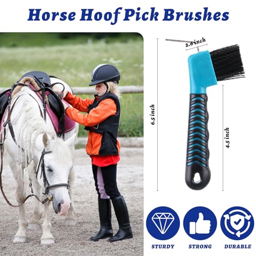 Image of Zhehao 30 Pieces Horse Hoof Pick Brush with Soft Rubber Handle Portable Hoof Pick with Brush, Random Colors
