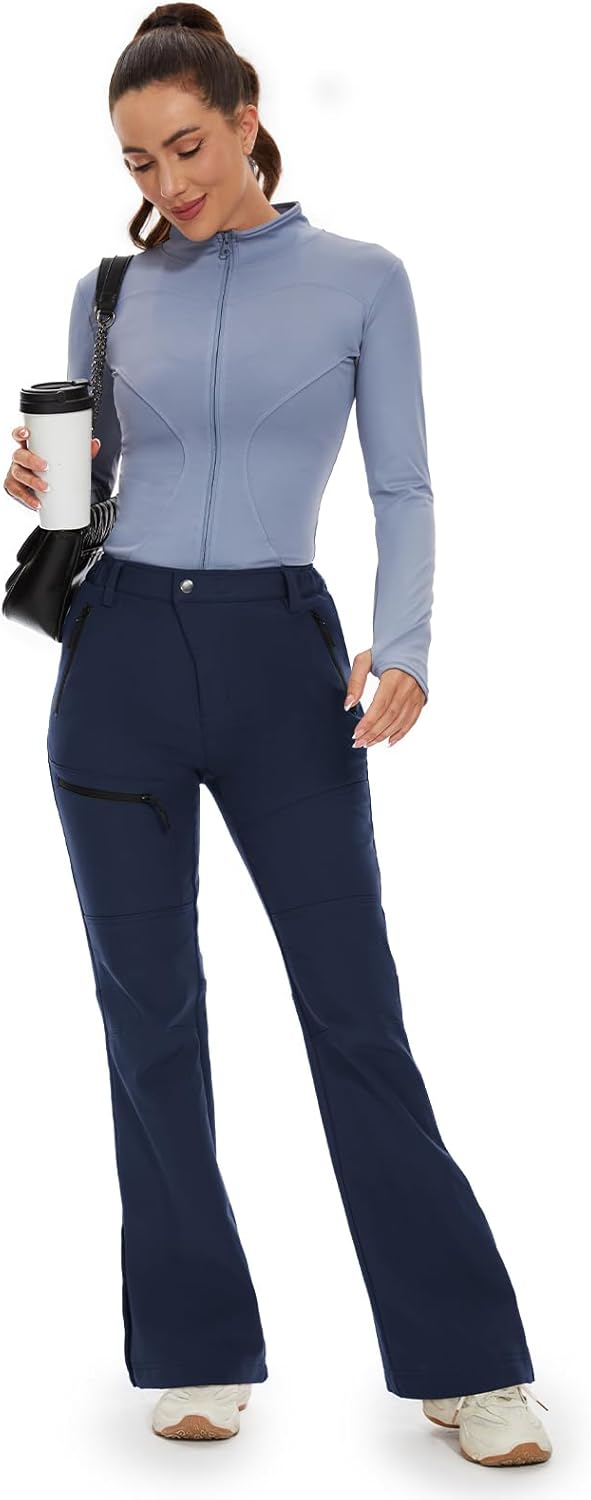 Cycorld Women's Snow Ski Pants Fleece Lined Waterproof Softshell Insulated Flare for Snowboarding Hiking Winter Outdoor - Image 9