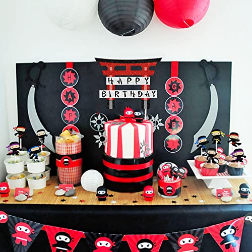 7 Pieces Ninja Happy Birthday Cake Topper Decor Kit - Kung Fu Ninja Competition Theme Samurai Birthday Party Decoration #TOP4