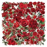 60 Pcs Red Rose PET Transparent Sticker, Self-Adhesive Scrapbooking Stickers Supplies Journal Stuffers for Adult Card Making Letters DIY Water Bottles,Laptop,Scrapbook,Journal, Guitar, Phone(Rose)