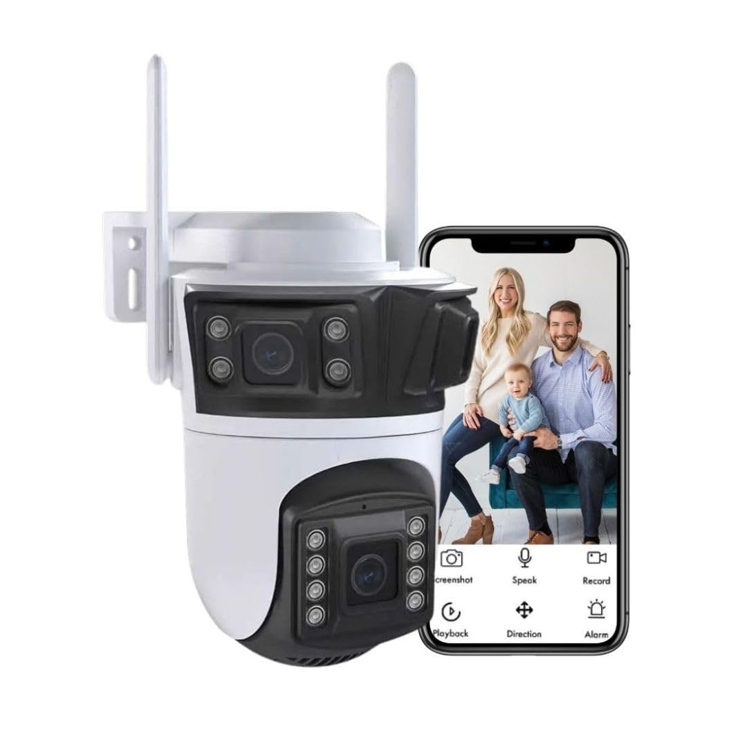 OneXsale Full HD 1080P PTZ Outdoor WiFi Security Camera with 3 Lenses Auto Tracking Color Night Vision Human Detection and 2 Way Audio, Waterproof CCTV, Supports 128GB SD Card (White)-picture-16