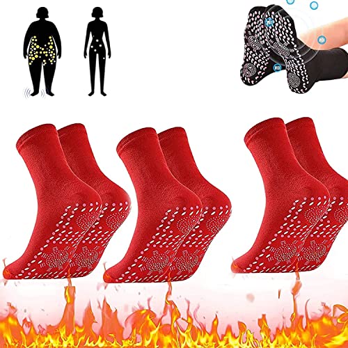 2023 Neue 3/6 Paare AFIZ Tourmaline Sli-mm-ing Health Socke, Turmalin Slimming Health Socke, Turmalin Socke (Color : Red, Size : 6Pairs) Cover