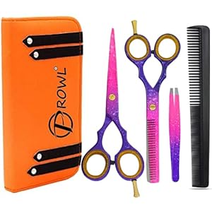 PROWL Professional Hairdressing Scissors Set (5.5 Inch) – Hair Cutting Scissor & Thinning Scissor with Comb, Beauty Tweezer and Case – Perfect for Men, Women, Children, and Adults