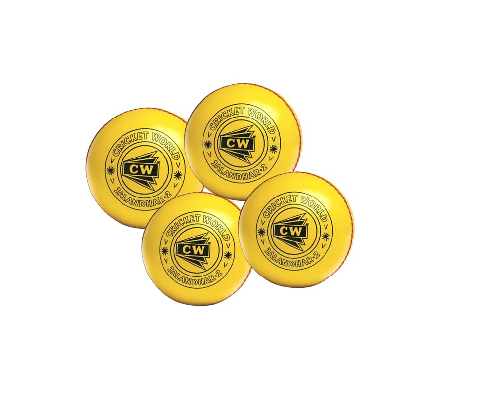 CW Indoor Yellow Cricket 2 Piece Ball | Professional Leather Hand Stitched Ball | Match Training Tournament Pack of 4-picture-31
