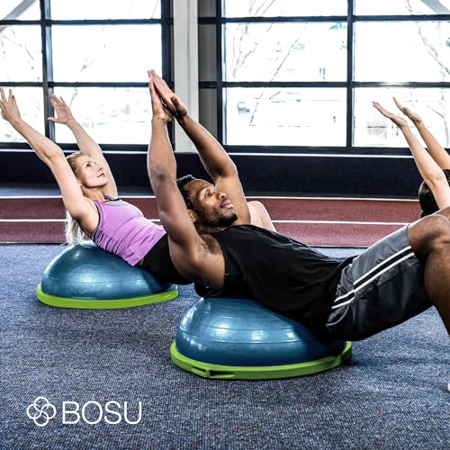 Image of Bosu Balance Ball Exercise Trainer, Home Gym Equipment w /Guided Workouts & Pump, 26 inch Inflatable Fitness Platform for Strength Training, Standing, Balancing, and Core Workout