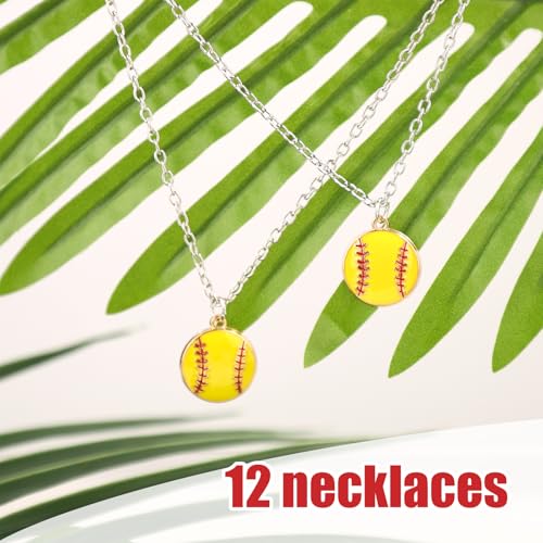 12pcs Baseball Necklace, 23.35in Adjustable Sports Charm Jewelry Alloy Friendship Pendant Sports Themed Softball Chain Gifts for Baseball Player Lovers Party Favors3