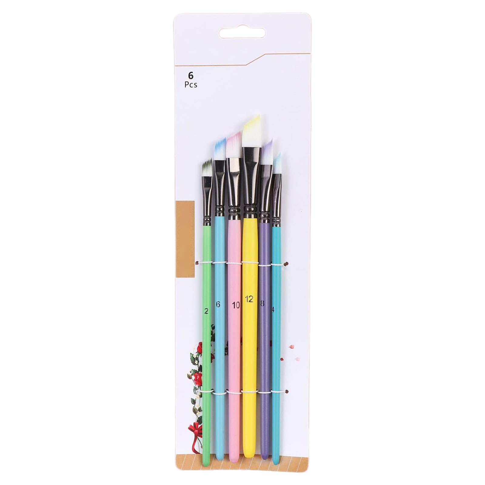 6Pcs Professional Paint Brush Nylon Bristle Paint Brush for Gouaches Watercolor Oil Acrylic, Face and Body Painting Macaron Color Brushes
