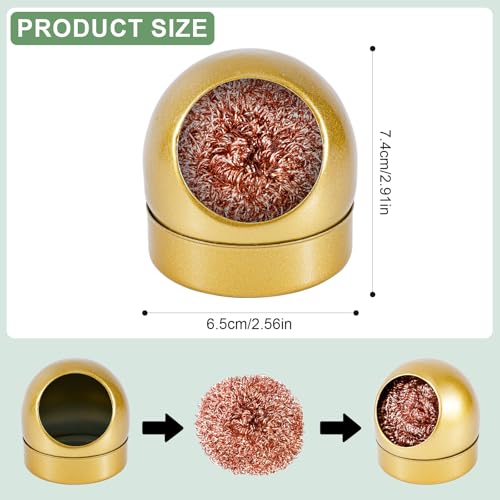 Image of Soldering Iron Tip Cleaner, Premium Stainless Steel Soldering Iron Cleaner Quick Cleaning No Water Required Soldering Iron Tip Cleaner Practical Tools(Gold)