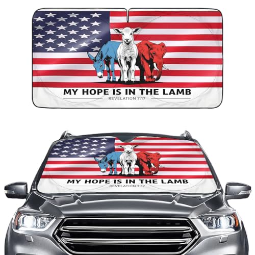 GENANY My Hope is in The Lamb Windshield Sun Shade for Car SUV Truck (64x32 Inches), Automobile Sunshade, Protector Blocks UV, Car Accessories, Auto Decor