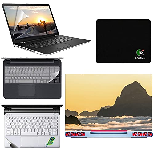 sdm 5in1 Combo, HD, UV Printed, Protected, Bubble Free, Scratchproof, for 15.6 inches on 3M Vinyl with Screen Guard and Key Protector, pelmrest Skin,Mouse-pad Combo Set 235