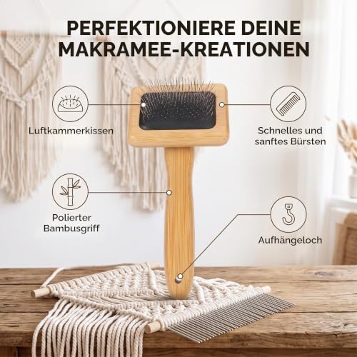 Zupfbürste & Makramee-Kamm – Sanfte Fellpflege für Katzen und Hunde, mit Aufhängeloch (Größe S) – Bild 9