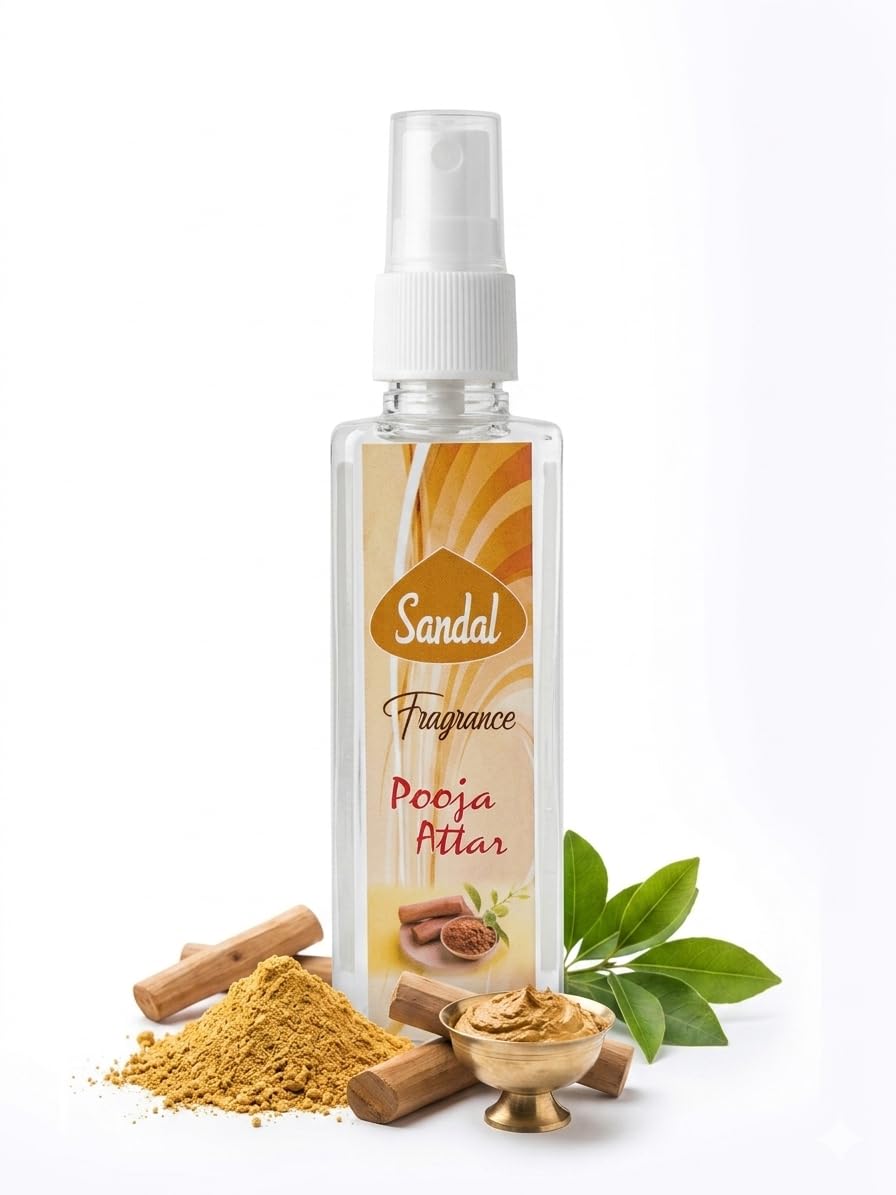 Sandal Fragrance Pooja Attar, Perfumes, Body Mist Fragrance Spray, Sandalwood Fragrance spray Use for Womens & Mens, Home, Office, Car | Long Lasting, 100% Alcohol Free | 50 ml, Sandalwood)-image-3
