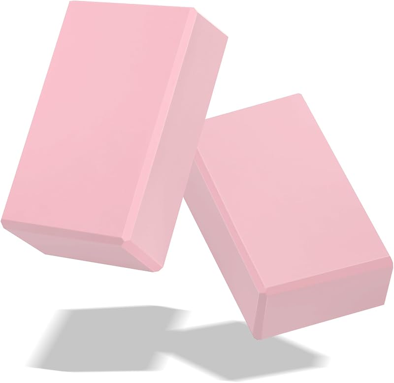 Yoga Blocks 2 Pack 3x6x9IN Foam BlockLatex-Free with Stretch Band | Supportive & Non-Slip Exercise Blocks for Pilates, Meditation, Balance, Stretching and Deep Poses