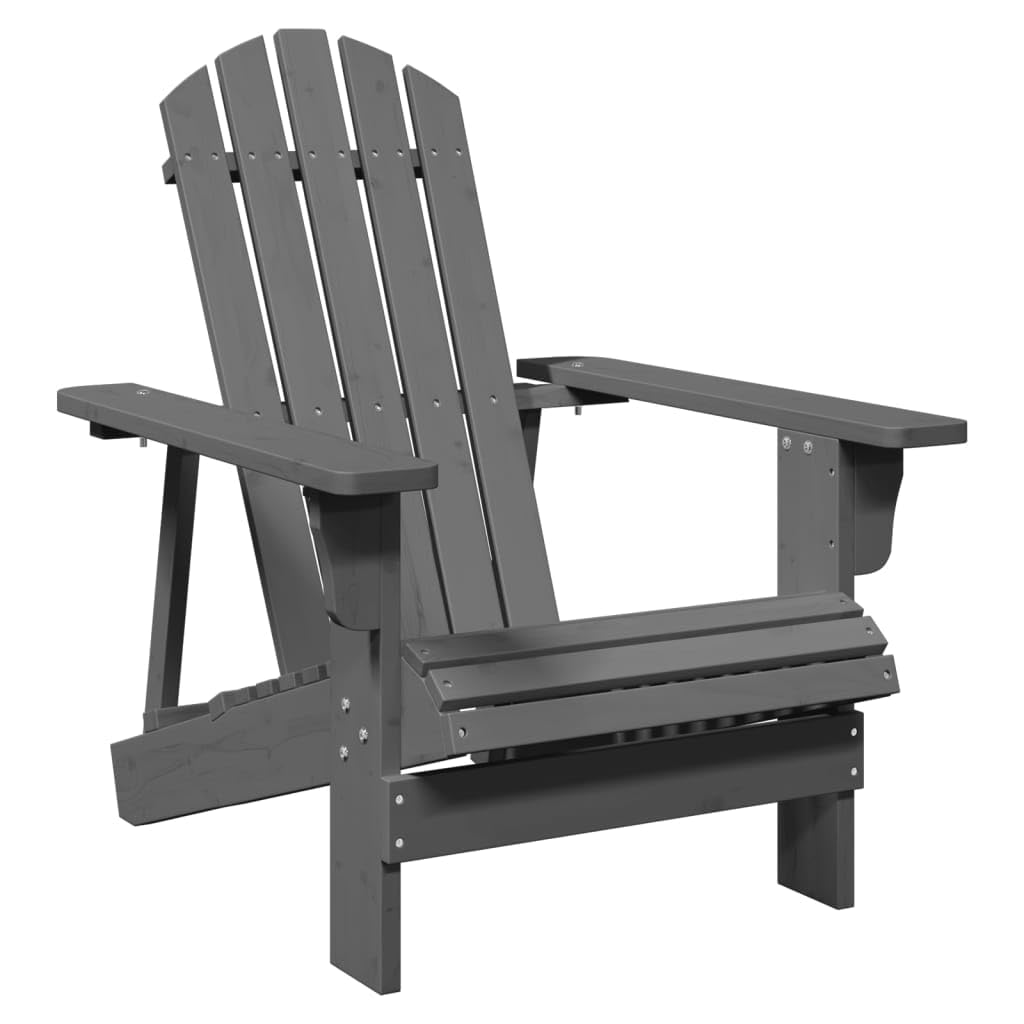 vidaXL Silla Adirondack Madera Maciza de Abeto Gris 69x85x90,5 cm