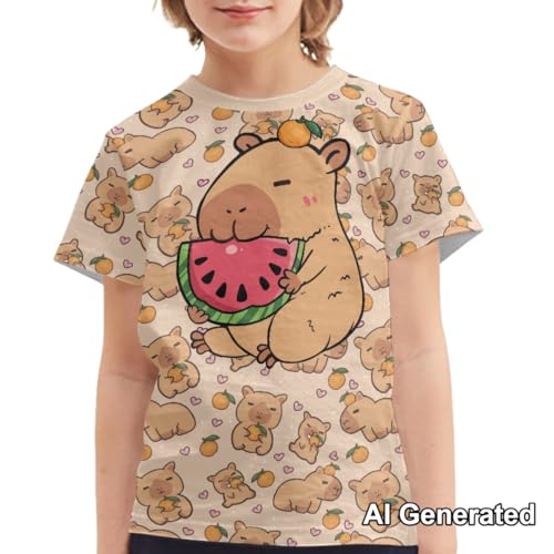 Image of Xhuibop Kids Tshirts Girls Boys 3-16 Years Summer Clothes for Teens Loose Fitting Tops
