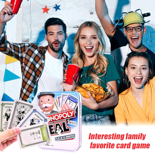MIFKLMV Schnelles Kartenspiel, Monnopoly Reisespiel, Casual Tabletop Spiel, Unterhaltsame Spiel für Familien und Kinder ab 7 Jahren, Metallbox - A (Blau) – Bild 6