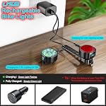 USB Ensemble de phares à vélo rechargeables,IP65 Phares et phares de montagne/route étanches,8+7 Modes d'éclairage,Lumière frontale super lumineuse avec projecteur et projecteur,Convient pour tous les vélos