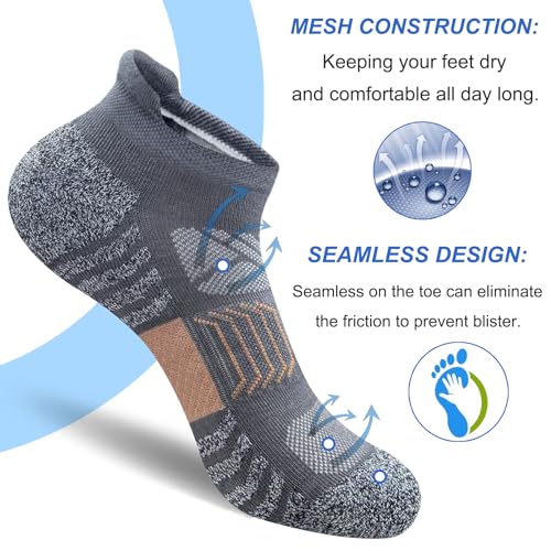 Men's Ankle Comfort Cushioned Anti-Blister Wicking Breathable Athletic Running Socks 5 Pairs3
