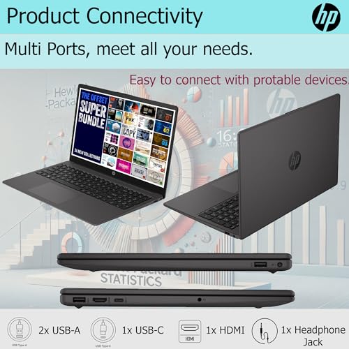 Image of HP 15.6 inch Laptop with Free Microsoft 365| 32GB RAM, 128GB SSD with 128GB External Drive| Intel Quad-Core Processor| HDMI| USB-C| Intel UHD Graphics| LED Backlight| Windows 11 H|Black