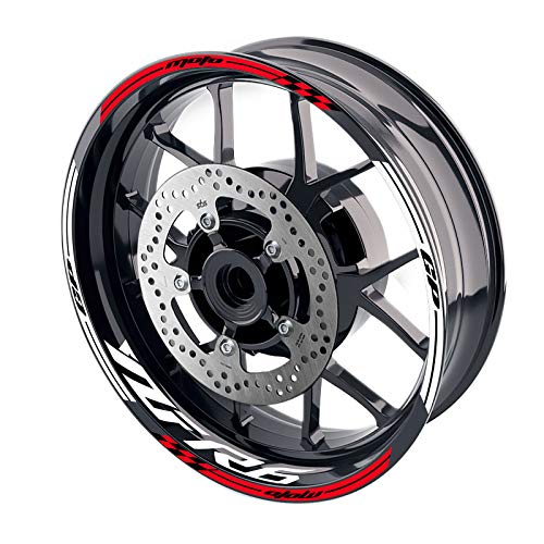 MC MOTOPARTS 17 inch Wheel Rim Stickers Stripe Decals Vinyl Glossy AA02 Compatible with YZF R6 2019-2024 19 20 21 22 23 24 (RED)