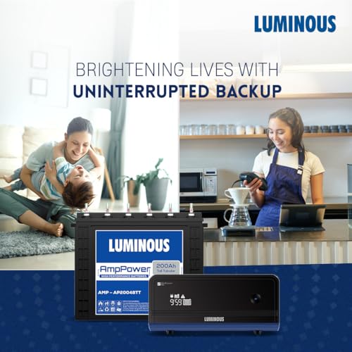 Image of Luminous Zelio 1100 Pure Sine Wave 900VA Inverter with 200Ah AmpPower Tall Tubular Battery for Home, Shop & Office | Warranty: 36M (Inverter), 48M (Battery) | Durable, Reliable Backup | AmpPower Tall Tubular Battery, For Home, Shop & Office, 36M Inverter Warranty, 48M Battery Warranty, Durable, Reliable Backup
