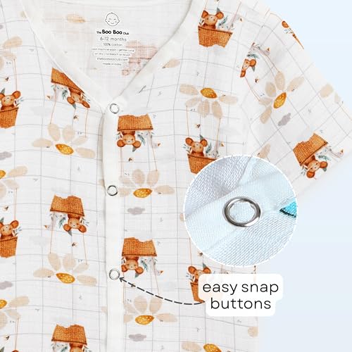 Image of The Boo Boo Club Kid'S 100% Muslin Organic Cotton Printed Button Shirt and Short Set | Half Sleeve Shirt | Summerwear Set | Kids Cothing Wear Set