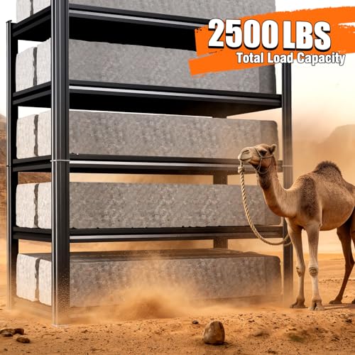 Image of 2 Pack 5-Tier Garage Shelving - 2050 lbs Heavy Duty Metal Storage Shelves, Adjustable Storage Rack for Warehouse Industrial Pantry Basement 71 inchx46 inchx20 inch