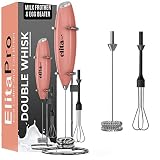 ELITAPRO ULTRA-HIGH-SPEED 19,000 RPM, Milk Frother DOUBLE WHISK, Unique Detachable EGG BEATER and ST