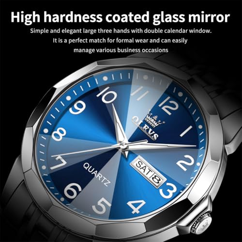 Image of OLEVS Watch for Men Luxury Dress Analog Quartz Stainless Steel Waterproof Luminous Date Business Two Tone Casual Wrist Watch