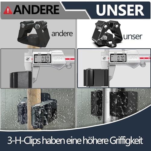 3-H 4 Stück Gerätehalter Set 0,7mm Besenhalterung Wand Besenhalter Stahl Gartengerätehalter Wandhalterung für Besen Gartengeräte Wandhalter Werkzeughalter, Badzimmer Haus Garten Garage, Schwarz