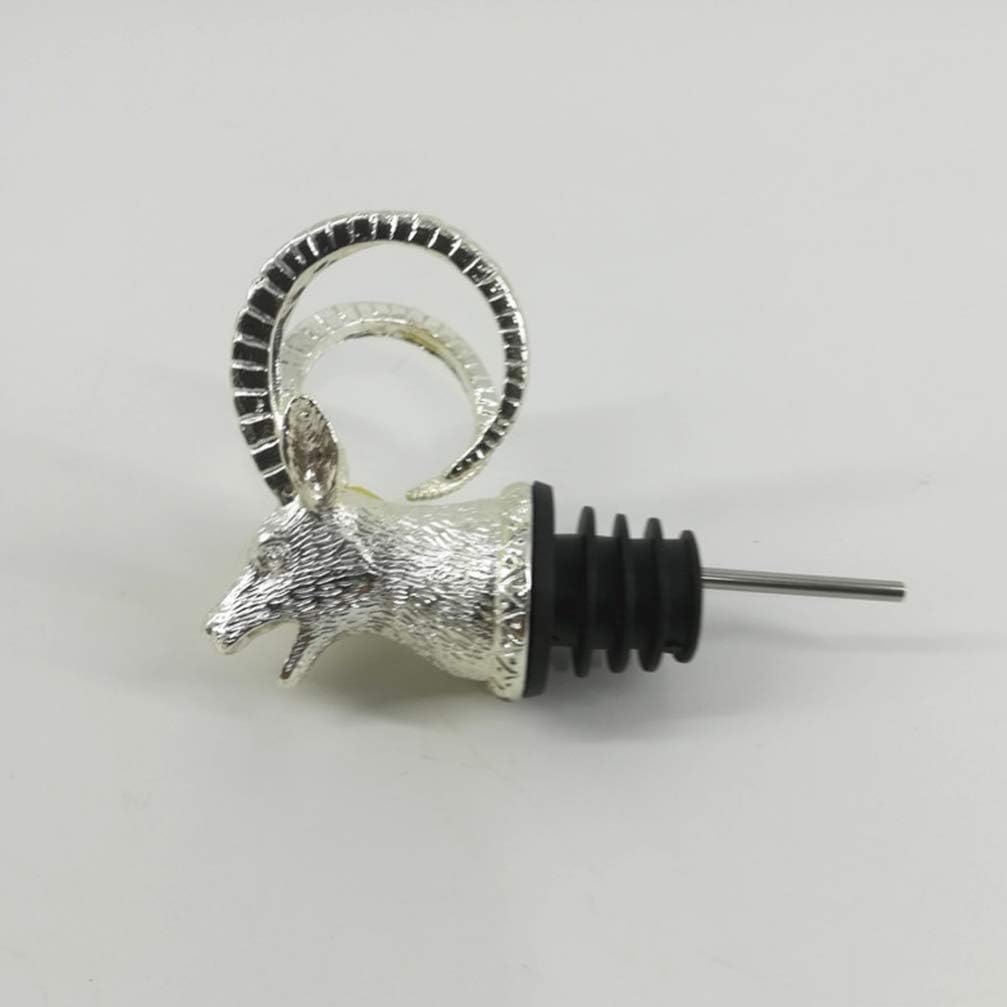 Hemoton Antelope Head Wine Pourer and Stopper Creative Aerator for Parties and Restaurants Silver Animal Design Lightweight and Unique Wine Accessory