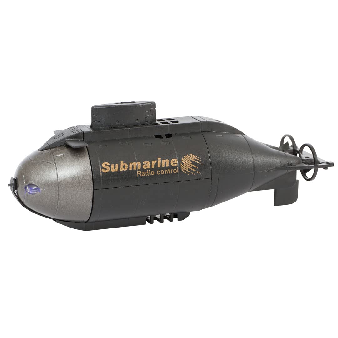 Invento Just Play - RC: Mini Submarino de 3 Canales, con Doble Tornillo de Barco y Reflector LED, frecuencia: 27 MHz, con cámara de Buceo, Colores Surtidos (Negro o Azul), a Partir de 8 años