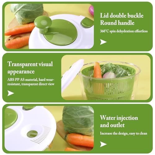 Large Salad Spinner with Lid, 5 Qt Capacity,Manual Vegetable Dryer - Image 4