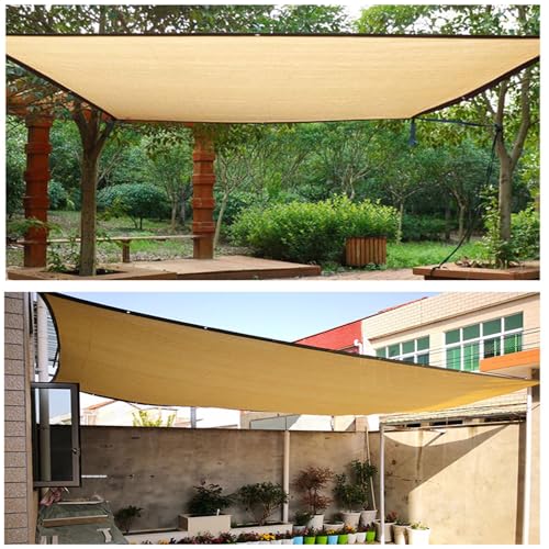 Filets d'ombrage anti-chaleur lot de 3 toile beige œillets pour pergola - 3