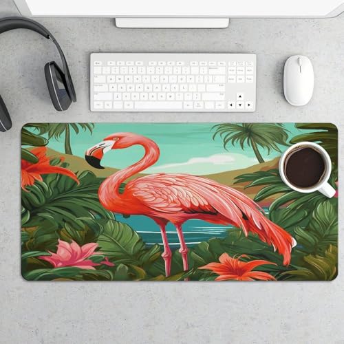 Tropical Flamingo Desk Pad con base de goma, grande, para juegos miniatura 5