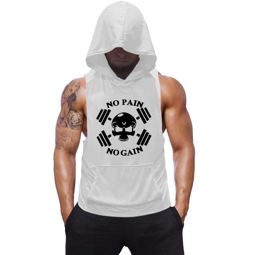 SZKANI Mens Skull Print Sleeveless Fitness Vest Bodybuilding Stringers Workout Tank Tops
