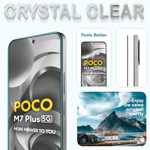 Image of ArmourPro Military Grade Gorilla Tempered Glass Screen Protector Compatible For Poco M7 Plus (6.9 Inch) With Easy Installation Kit| Edge To Edge Coverage |Black
