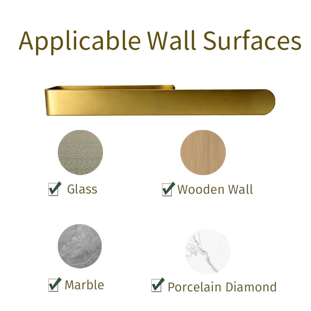 Toalleros de Baño Sin Taladro 35cm Colgador Toalla Baño Toallero de Pared para Baño Cuelga Toallas Baño Adhesivo Acero Inoxidable 304 Diseño Moderno Cinta 3M Oro Mate