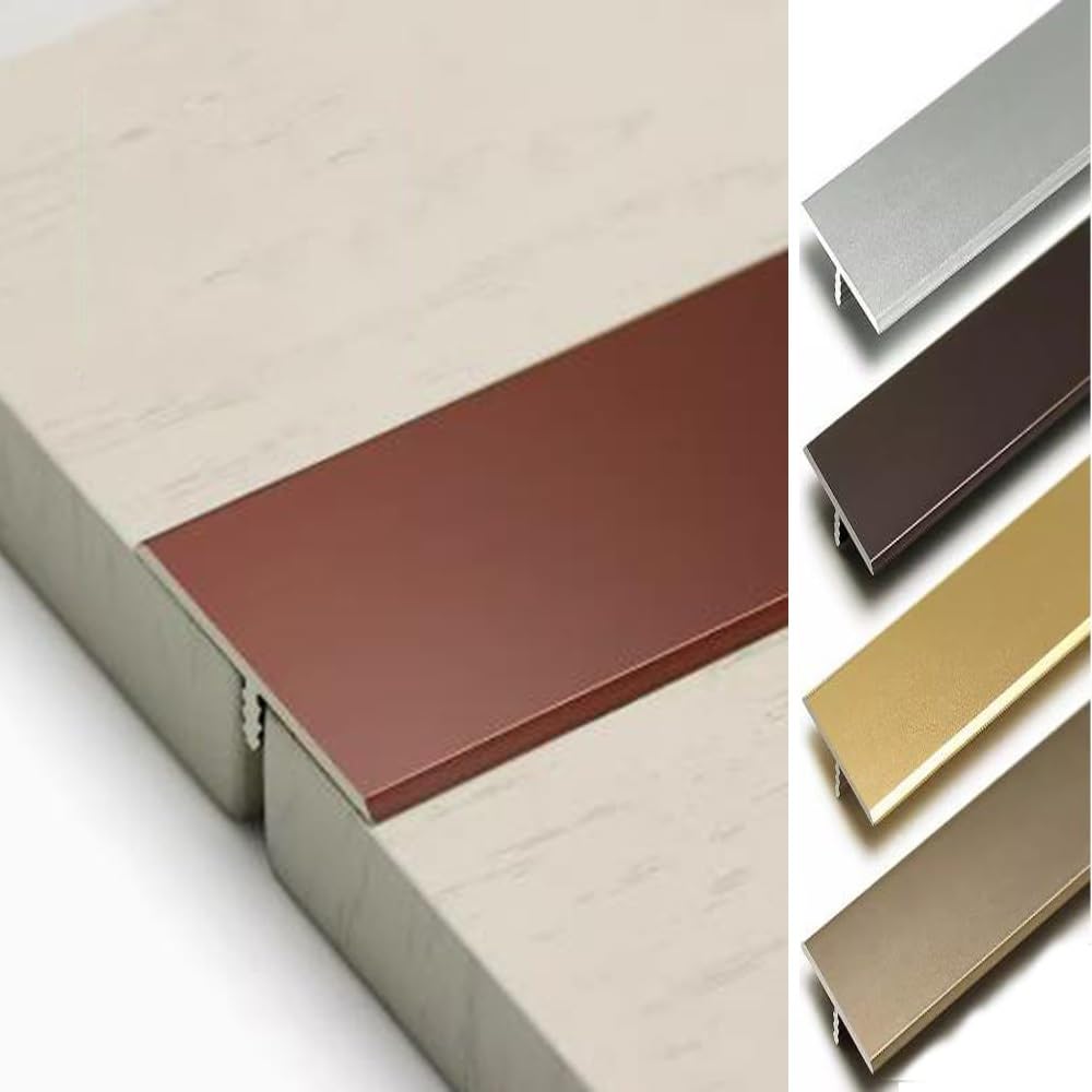 T Molding Trim Floor Transition Strip 35.4in Aluminum Flat Divider Strips for Doorway, 1.3in Metal Threshold Strip for Joining Floor Gap