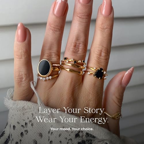 Moon Magic Authentic Moonstone Ring for Women | Amethyst, Aquamarine, Black Obsidian Ring Flow/Real 925 Sterling Silver | 18k Rose and Yellow Gold Raw Crystal Rings for Women/Genuine Gemstone Jewelry4