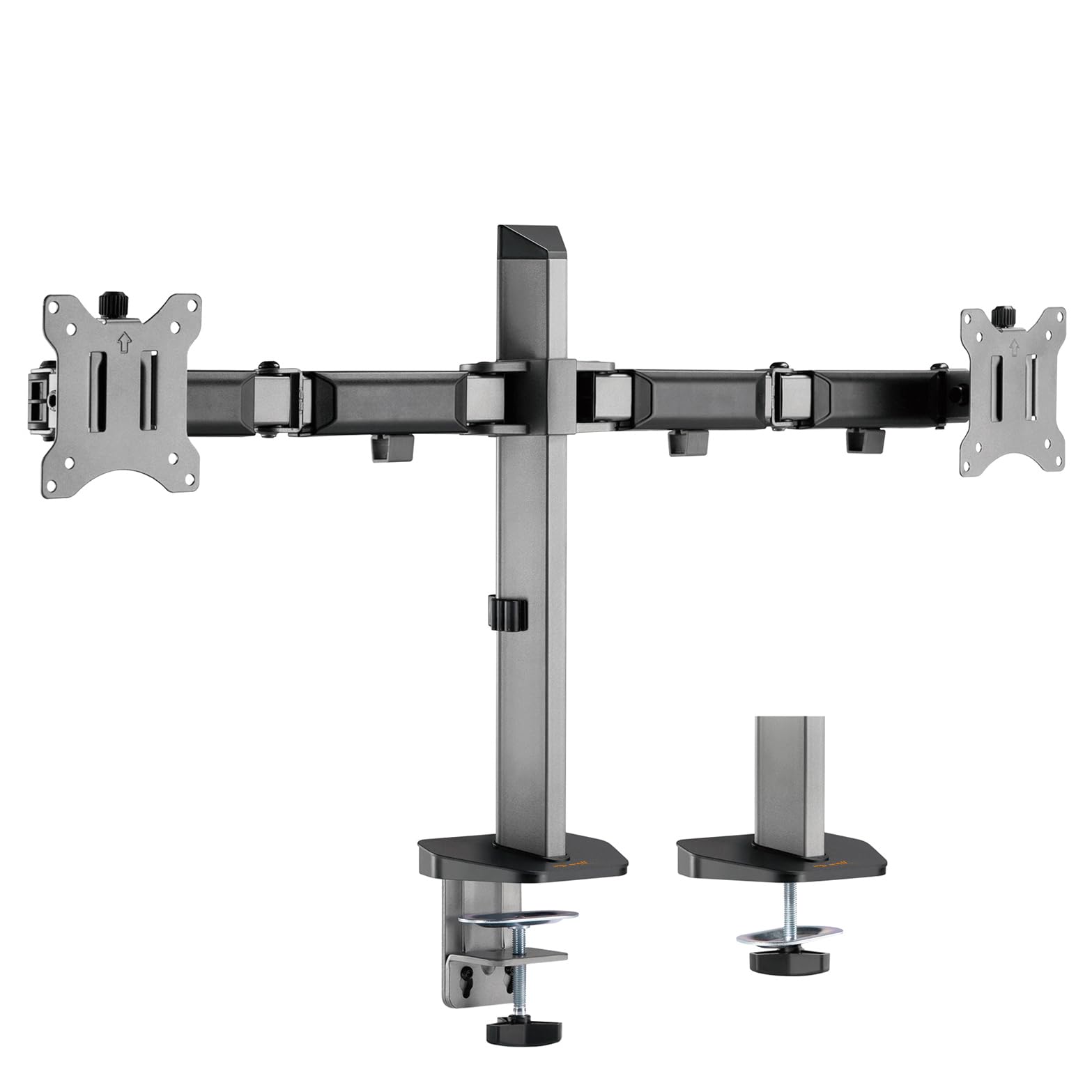 My Wall HL50-2L - Supporto da tavolo a 2 monitor da 43,2 cm (17) - 81,3 cm (32), colore: Argento, Nero inclinabile, girevole