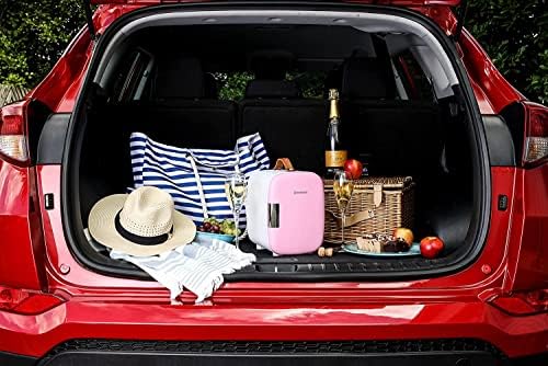 Subcold Pro4 Luxury Mini Fridge Cooler | 4 Litre / 6 Cans | AC and Exclusive USB Power Option | Portable Small Fridge for the Office, Bedroom, Car, Travel, Skincare & Cosmetics (Pink)