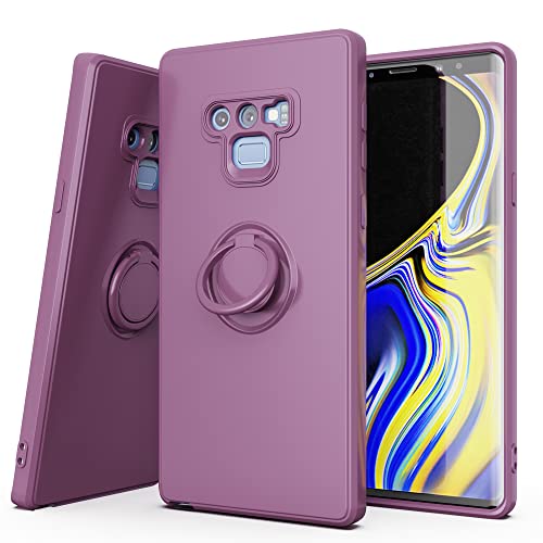 YmhxcY Note 9 Case,Galaxy Note 9 Case,360°Ring Holder Slim Silicone Soft Rubber Hybrid Hard Protection Shockproof Bumper Non-Slip Cover for Samsung Galaxy Note 9 6.4" D-Purple